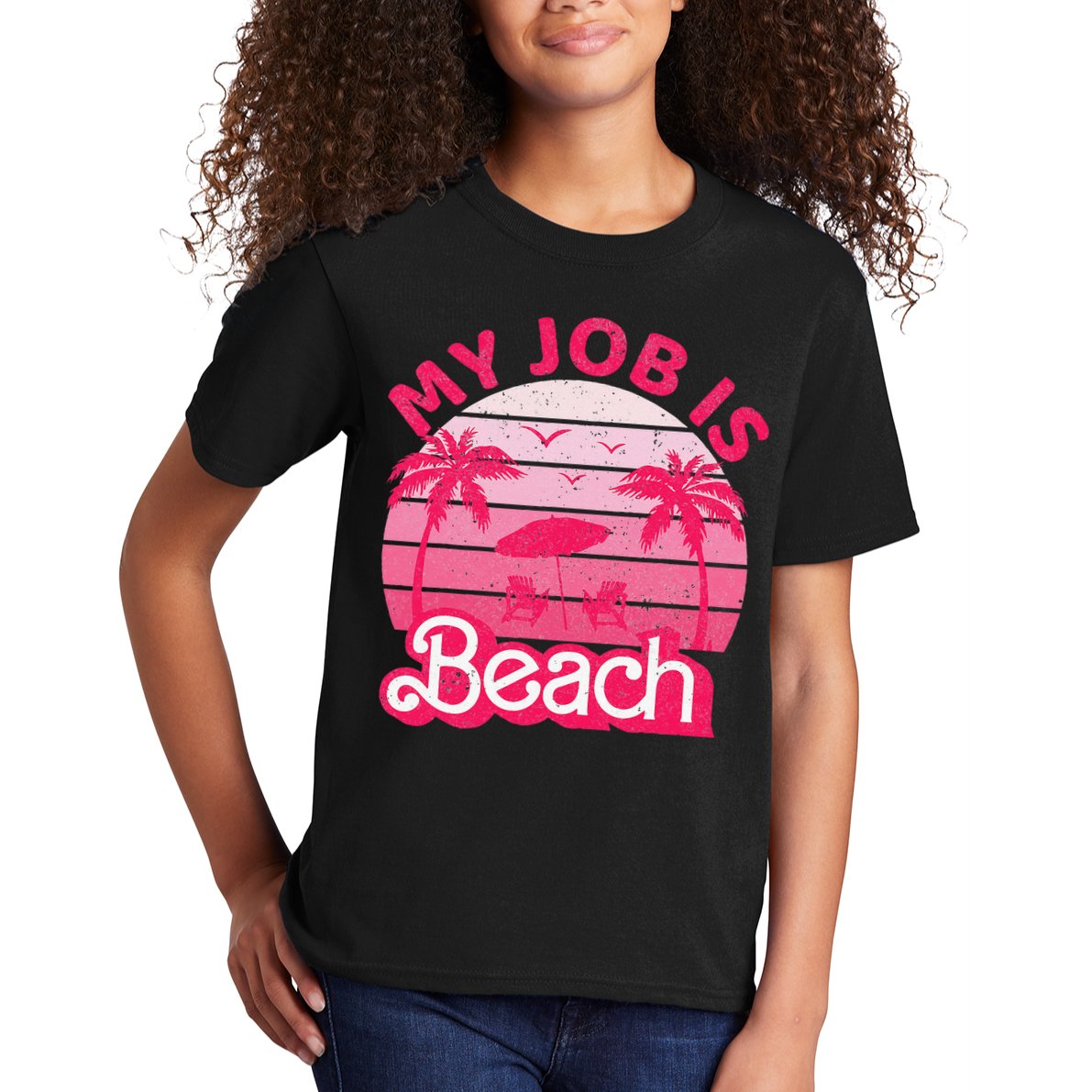 My Job Is Beach Retro Vintage Funny Gift Beach Jobs Kids T-Shirt