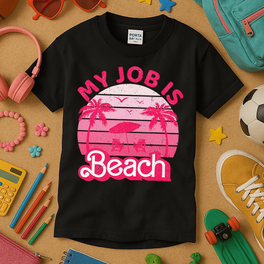 My Job Is Beach Retro Vintage Funny Gift Beach Jobs Kids T-Shirt