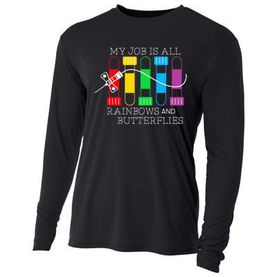 My Job Is All Rainbows & Butterflies Lab Tech Phlebotomist Cooling Performance Long Sleeve Crew