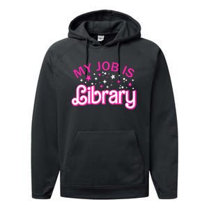 My Job Is A Library Retro Pink Style Reading Books Librarian Performance Fleece Hoodie