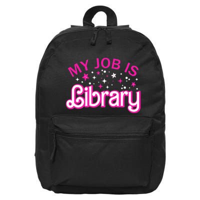 My Job Is A Library Retro Style Reading Books Librarian 16 in Basic Backpack