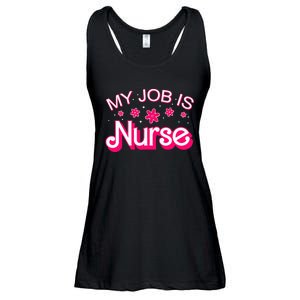 My Job Is Nurse Pink Retro RN Nursing School Lpn Lvn Ladies Essential Flowy Tank