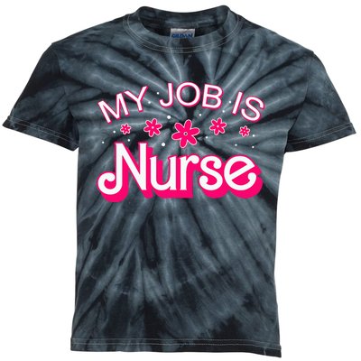 My Job Is Nurse Pink Retro RN Nursing School Lpn Lvn Kids Tie-Dye T-Shirt