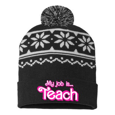 My Job Is Teach Pink USA-Made Snowflake Beanie