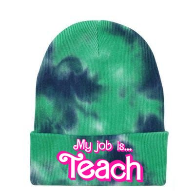 My Job Is Teach Pink Tie Dye 12in Knit Beanie