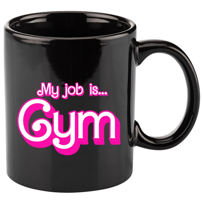 My Job Is Gym Pink Retro Funny Gymer Gymnastics 11oz C Handle Ceramic Mug