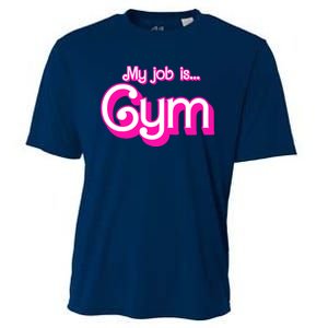 My Job Is Gym Pink Retro Funny Gymer Gymnastics Cooling Performance Crew T-Shirt