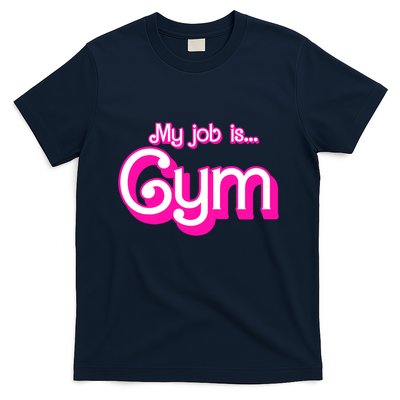 My Job Is Gym Pink Retro Funny Gymer Gymnastics T-Shirt