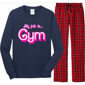 My Job Is Gym Pink Retro Funny Gymer Gymnastics Long Sleeve Pajama Set