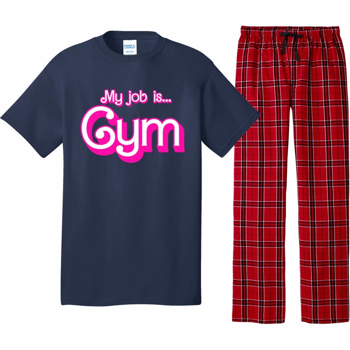 My Job Is Gym Pink Retro Funny Gymer Gymnastics Pajama Set