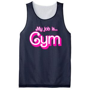 My Job Is Gym Pink Retro Funny Gymer Gymnastics Mesh Reversible Basketball Jersey Tank