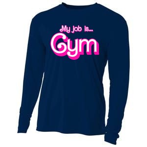 My Job Is Gym Pink Retro Funny Gymer Gymnastics Cooling Performance Long Sleeve Crew