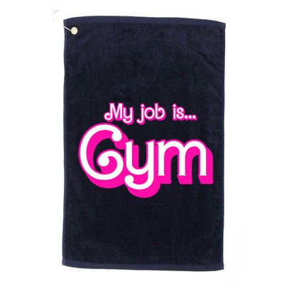 My Job Is Gym Pink Retro Funny Gymer Gymnastics Golf Towel