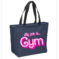 My Job Is Gym Pink Retro Funny Gymer Gymnastics Zip Tote Bag