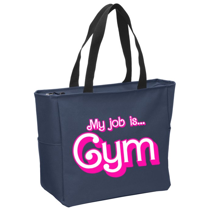 My Job Is Gym Pink Retro Funny Gymer Gymnastics Zip Tote Bag