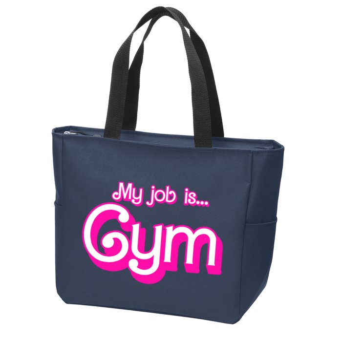 My Job Is Gym Pink Retro Funny Gymer Gymnastics Zip Tote Bag