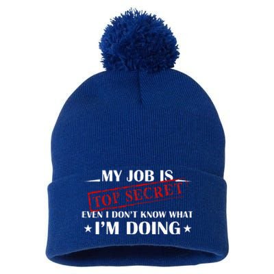 My Job Is Top Secret Pom Pom 12in Knit Beanie