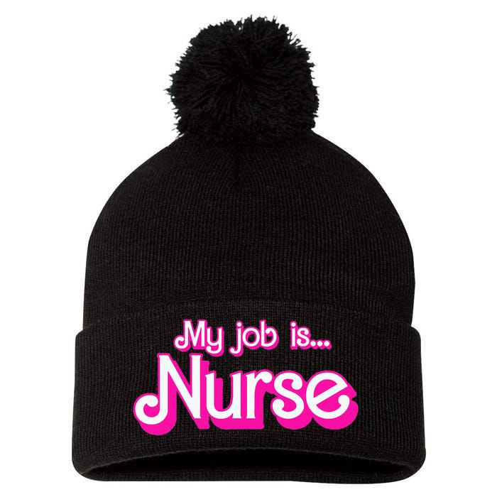 My Job Is Nurse Pom Pom 12in Knit Beanie