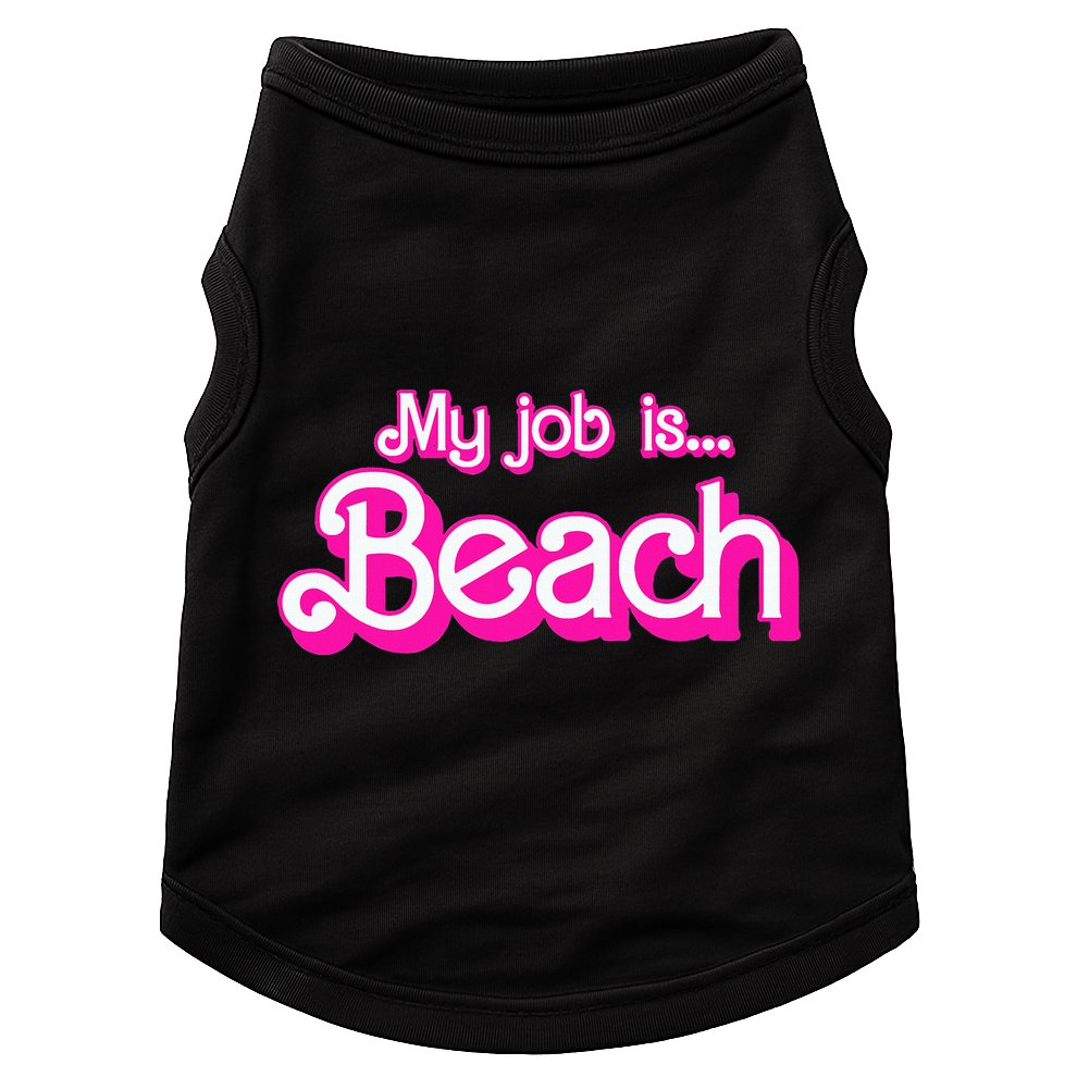 My Job Is Beach Pink Retro Funny Beach Lover Doggie Tank