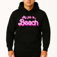 My Job Is Beach Pink Retro Funny Beach Lover Hoodie