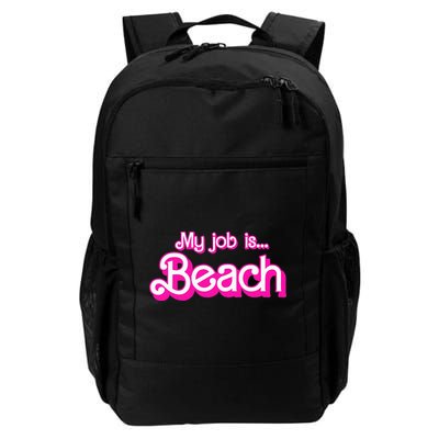 My Job Is Beach Pink Retro Funny Beach Lover Backpack