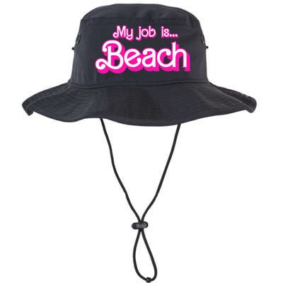 My Job Is Beach Pink Retro Funny Beach Lover Bucket Hat