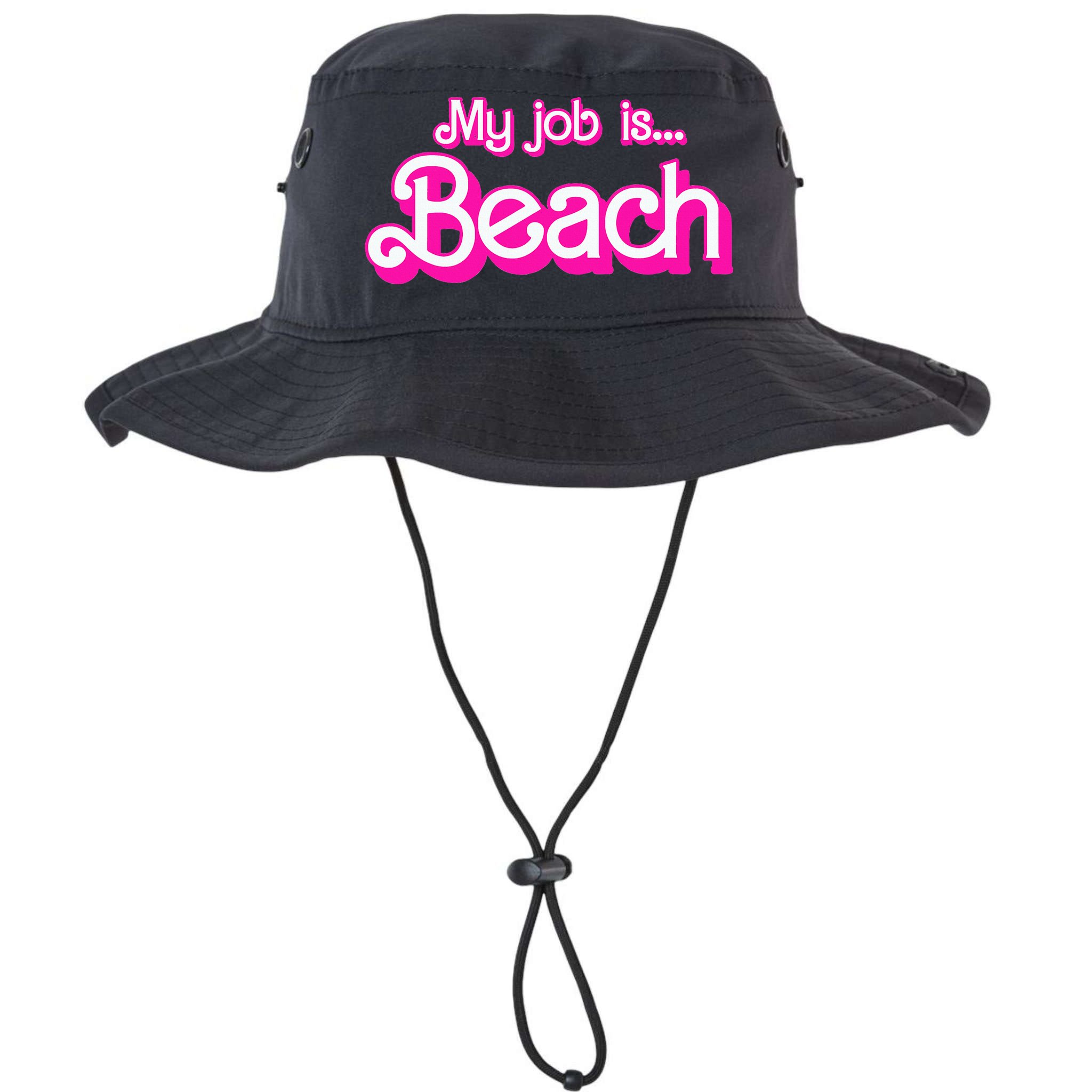 My Job Is Beach Pink Retro Funny Beach Lover Bucket Hat