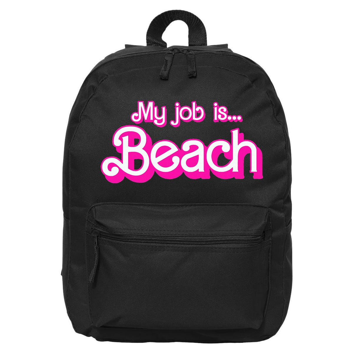 My Job Is Beach Pink Retro Funny Beach Lover 16 in Basic Backpack