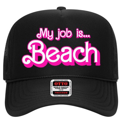 My Job Is Beach Pink Retro Funny Beach Lover Hat