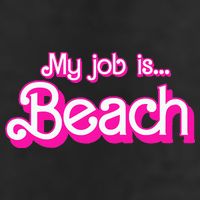 My Job Is Beach Pink Retro Funny Beach Lover Golf Towel