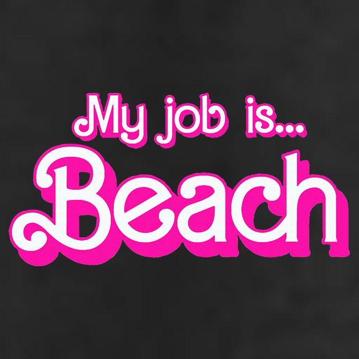 My Job Is Beach Pink Retro Funny Beach Lover Golf Towel