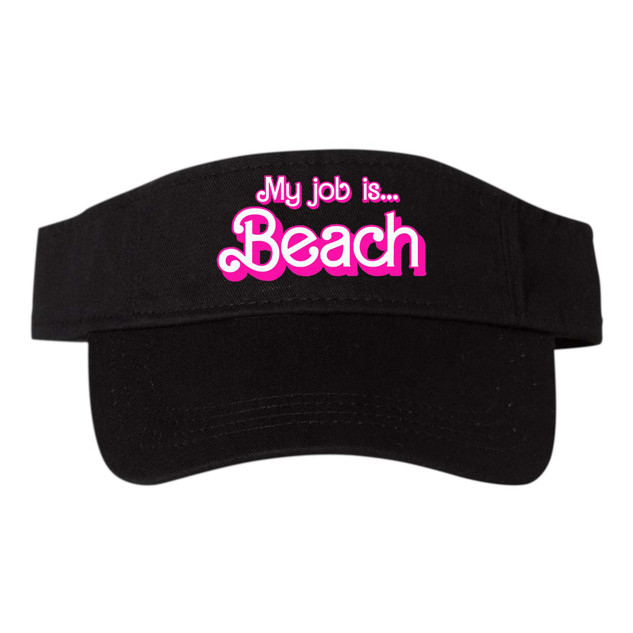 My Job Is Beach Pink Retro Funny Beach Lover Visor
