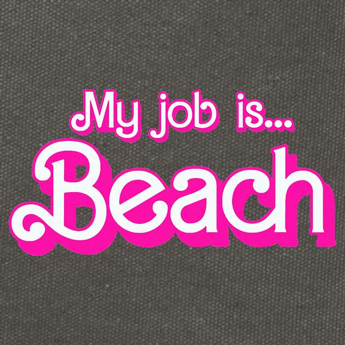 My Job Is Beach Pink Retro Funny Beach Lover Cotton Canvas Backpack