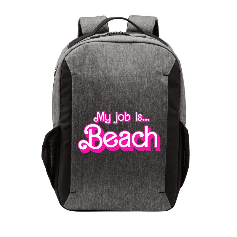 My Job Is Beach Pink Retro Funny Beach Lover Vector Backpack
