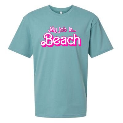 My Job Is Beach Pink Retro Funny Beach Lover Sueded Cloud Jersey T-Shirt