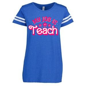 My Job Is Teach Funny Pink Retro Teacher Life Enza Ladies Jersey Football T-Shirt