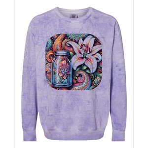 Magic Jar Lily Flower Paisley Garden Premium Colorblast Crewneck Sweatshirt