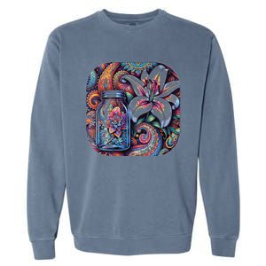 Magic Jar Lily Flower Paisley Garden Premium Garment-Dyed Sweatshirt