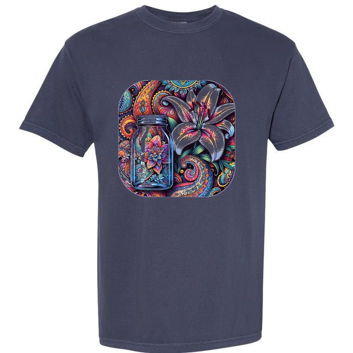 Magic Jar Lily Flower Paisley Garden Premium Garment-Dyed Heavyweight T-Shirt