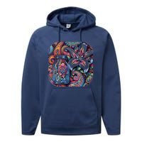 Magic Jar Lily Flower Paisley Garden Premium Performance Fleece Hoodie