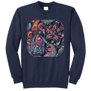 Magic Jar Lily Flower Paisley Garden Premium Sweatshirt