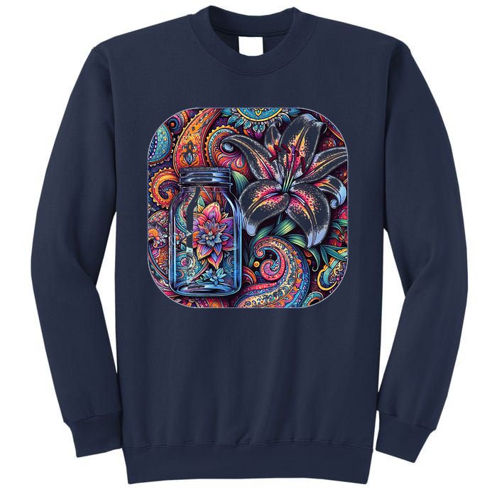 Magic Jar Lily Flower Paisley Garden Premium Sweatshirt