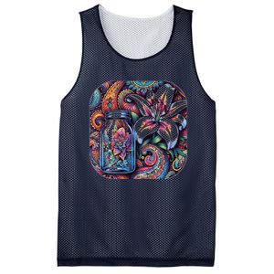 Magic Jar Lily Flower Paisley Garden Premium Mesh Reversible Basketball Jersey Tank