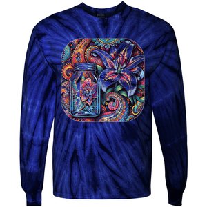 Magic Jar Lily Flower Paisley Garden Premium Tie-Dye Long Sleeve Shirt