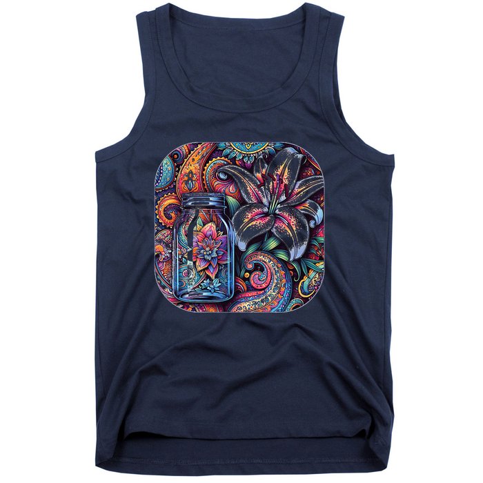 Magic Jar Lily Flower Paisley Garden Premium Tank Top