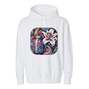 Magic Jar Lily Flower Paisley Garden Premium Garment-Dyed Fleece Hoodie