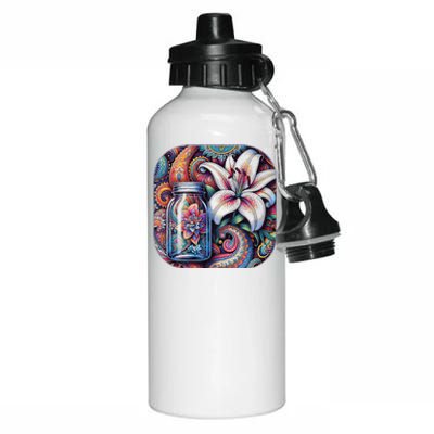 Magic Jar Lily Flower Paisley Garden Premium Aluminum Water Bottle 