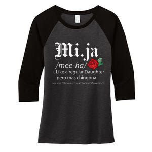 Mi Ja Mee Ha Like A Regular Daughter Per Mas Chingona Women's Tri-Blend 3/4-Sleeve Raglan Shirt