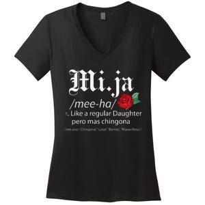 Mi Ja Mee Ha Like A Regular Daughter Per Mas Chingona Women's V-Neck T-Shirt