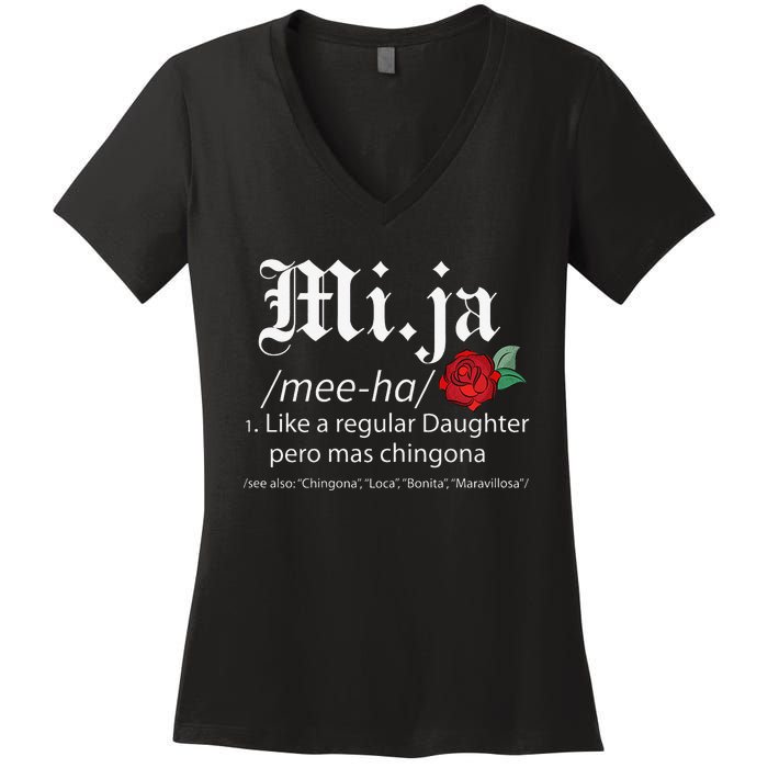 Mi Ja Mee Ha Like A Regular Daughter Per Mas Chingona Women's V-Neck T-Shirt